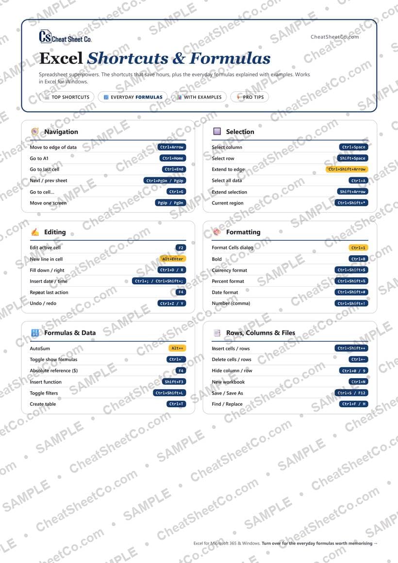 Excel Shortcuts & Formulas preview